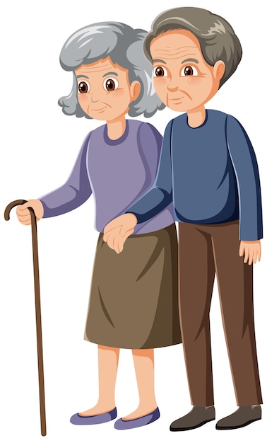 Vector elderly couple cartoon character