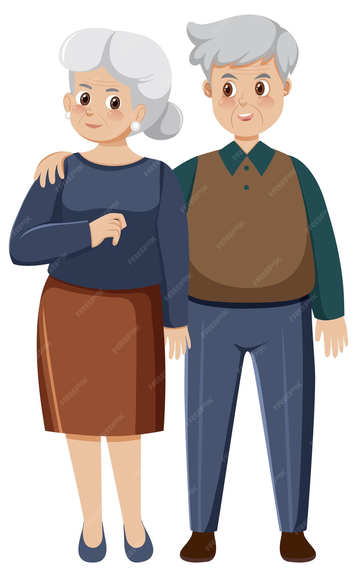 Premium Vector | Elderly couple in cartoon style