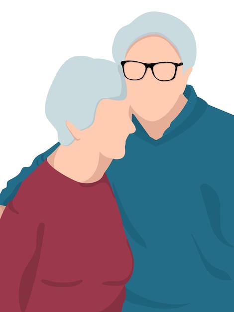 Elderly couple flat faceless art