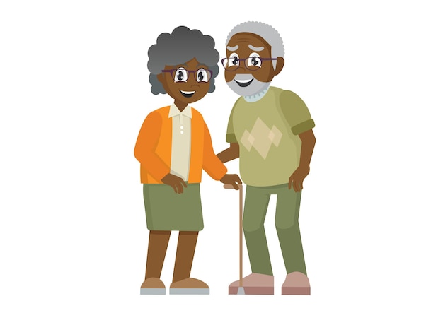 Vector elderly couple holding handsgrandmother and grandfather together