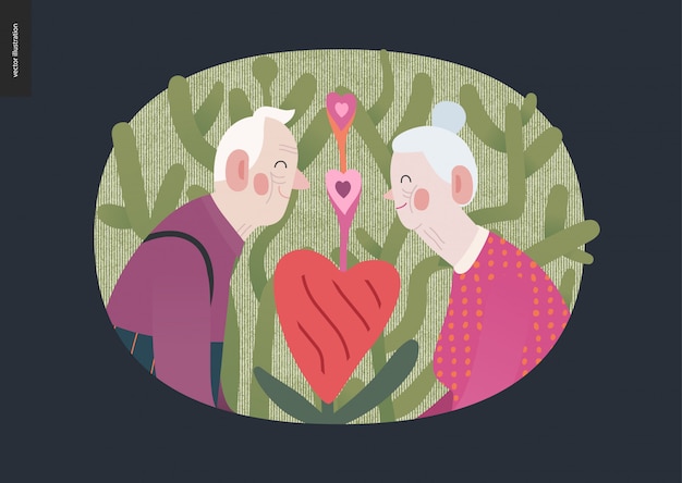 Elderly couple in love - valentine graphics