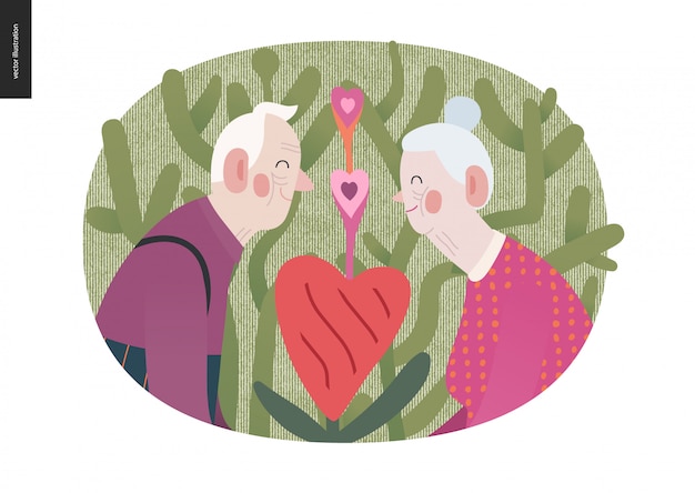 Elderly couple in love  valentine