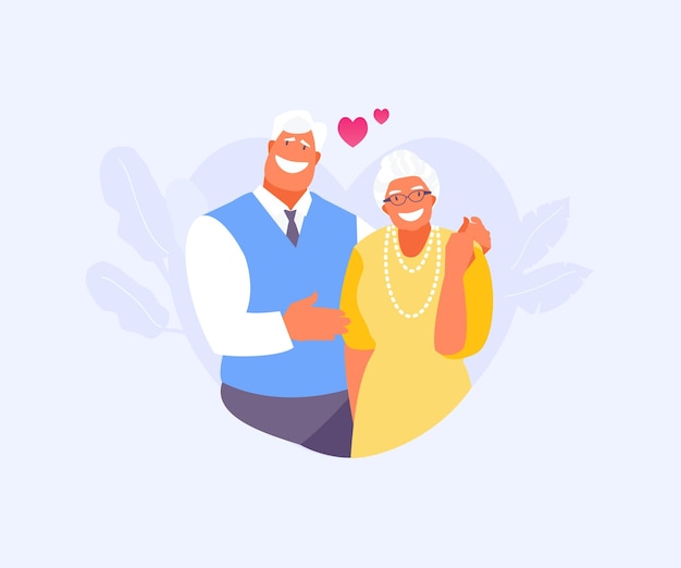 Elderly couple in love vector