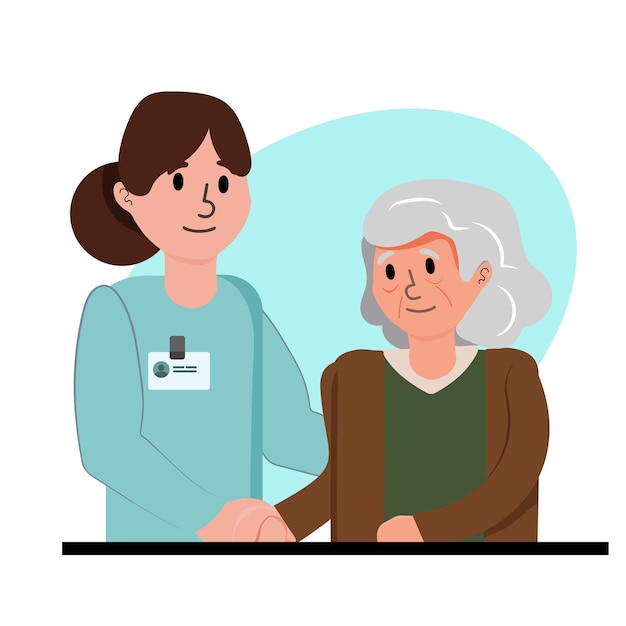 elderly couple practicing yoga at home flat vector illustration