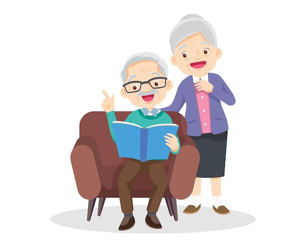 Elderly couple reading book 2