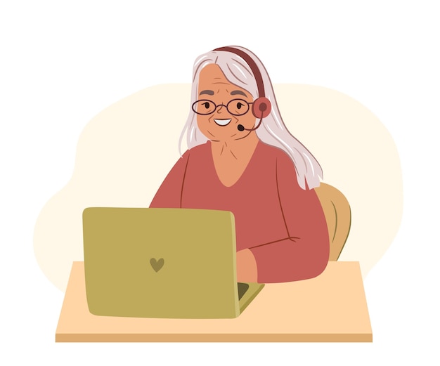 Vector elderly customer support agent concept