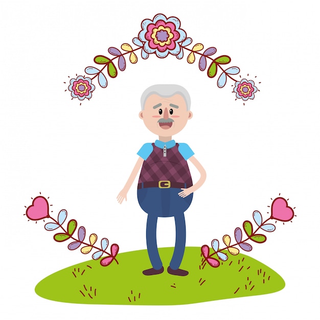 Vector elderly man cartoon