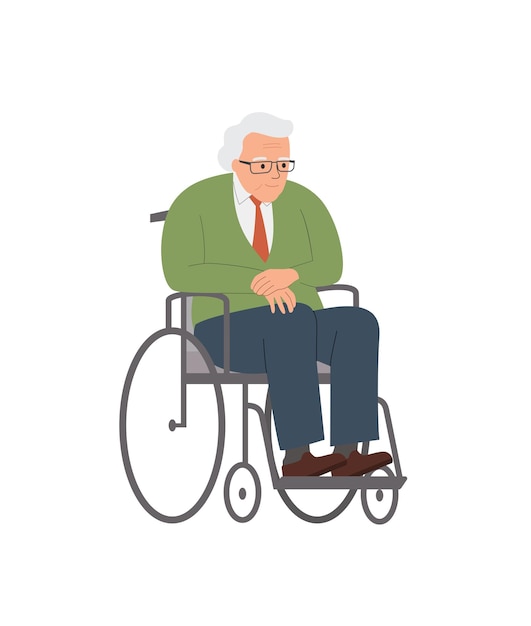 分離された車椅子の老人 ベクトル フラット スタイルの図