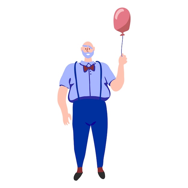 Elderly man with a balloon Anniversary birthday