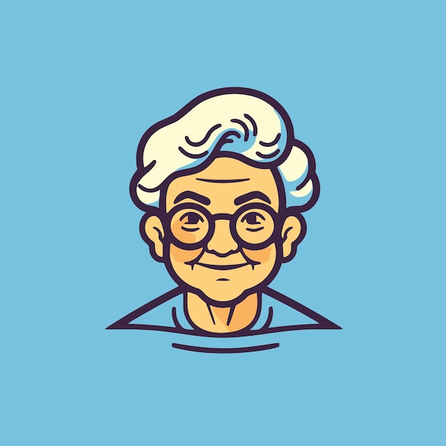 Vector elderly man with glasses vector illustration in cartoon style