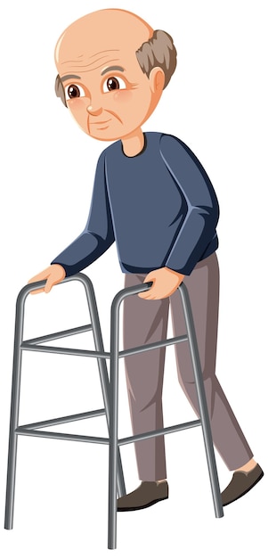 Elderly man with walker