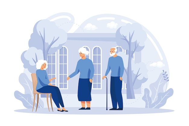 高齢者の活動の抽象的な概念ベクトル イラスト。高齢者のためのコミュニティ、