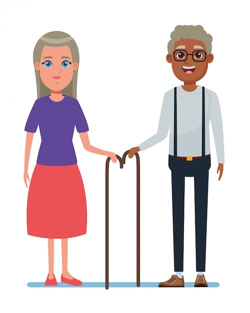 Elderly people avatar cartoon character