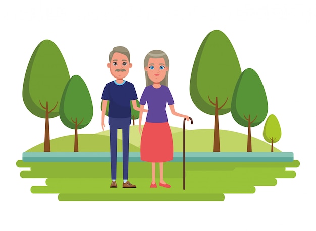 Vector elderly people avatar cartoon character