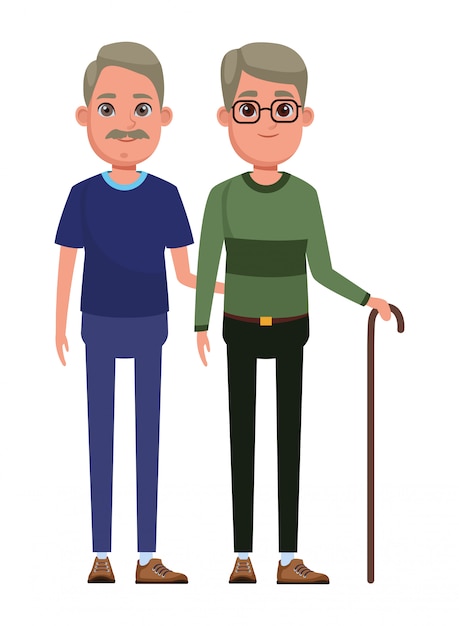 Vector elderly people avatar cartoon character