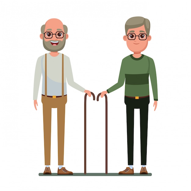 Elderly people avatar cartoon character