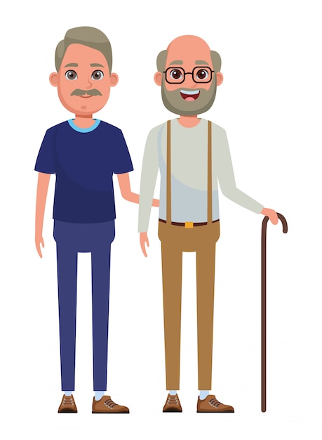 Elderly people avatar cartoon character