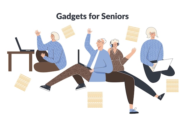 Elderly people lifestyle with modern technology gadget senior citizen with laptop computer