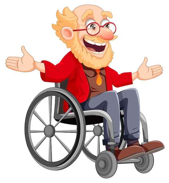 Пожилые люди сидят на инвалидной коляске