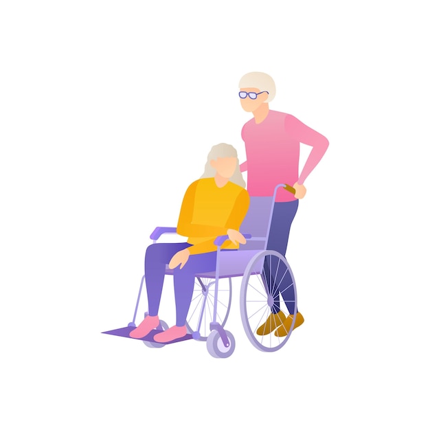 Vector an elderly people in a wheelchair flat vector illustration