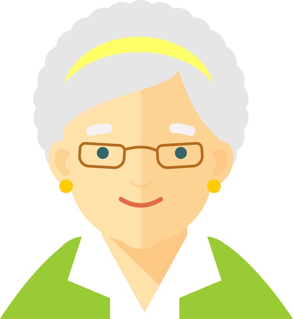 Vector elderly senior woman face icon in flat style