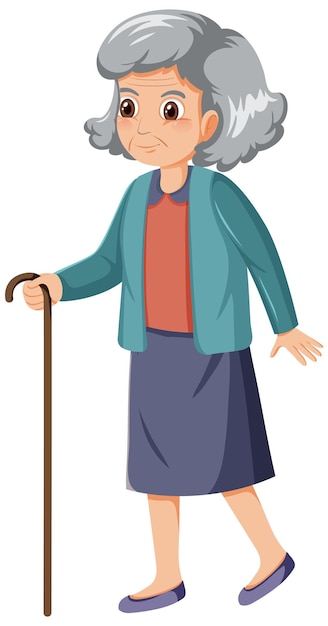 Vector elderly woman holding crane