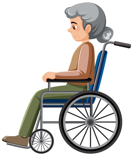 휠체어에 노인 여성