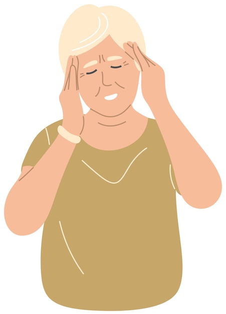 an elderly woman is suffering from a headache