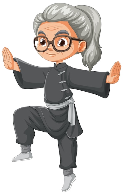 Elderly Woman Practicing Tai Chi