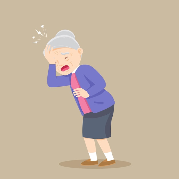 Elderly woman Suffering from a Headache.Grandmother with Headache