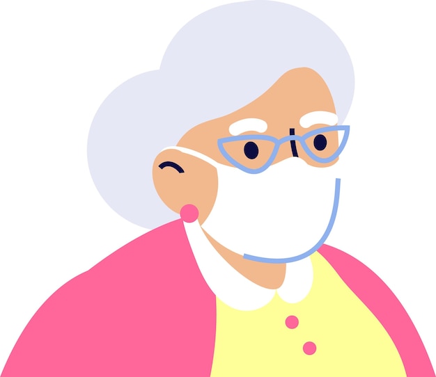 Elderly Woman Wearing Protective Face Mask Face Icon