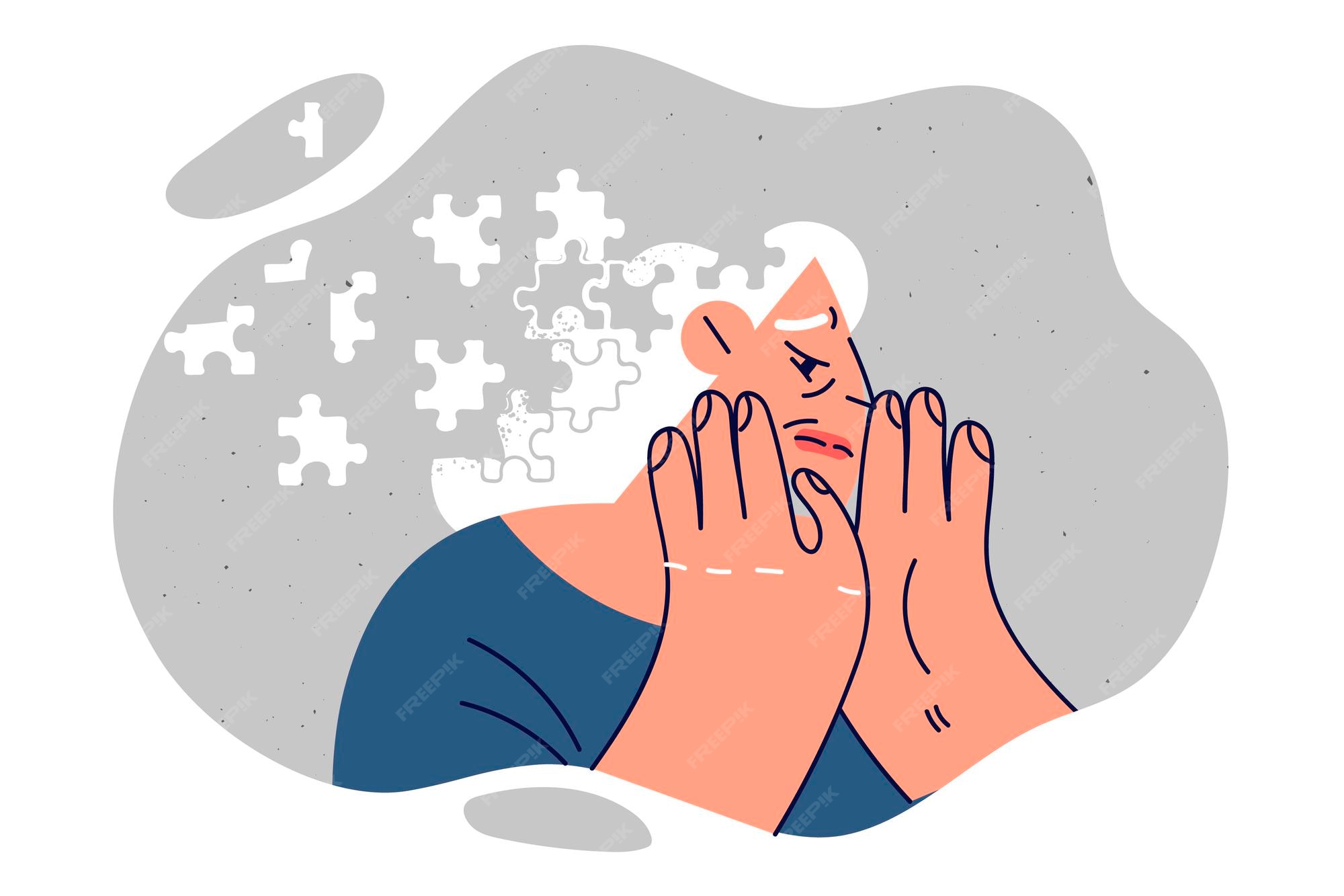Premium Vector | Elderly woman with dementia with hair from flying