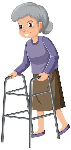 Elderly woman with walker