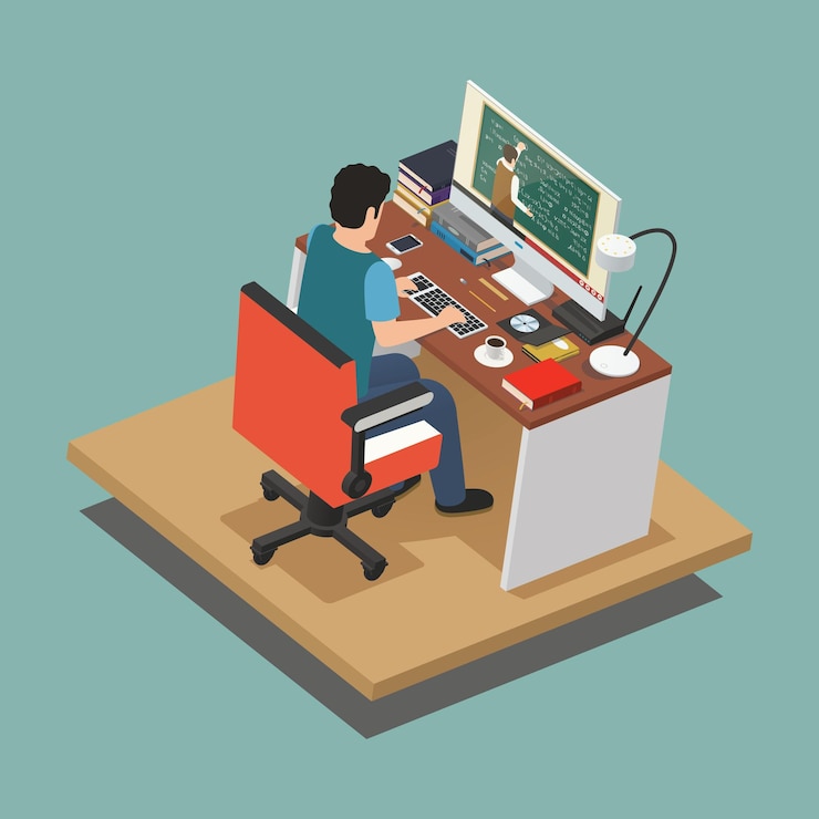 Vector elearning isometric composition