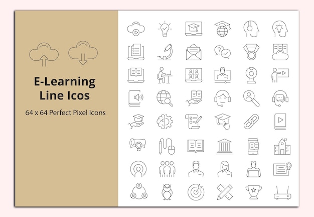ELearning Lijniconen vector set