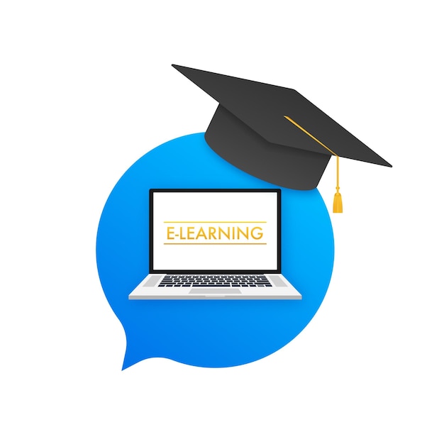 Баннер концепции электронного обучения онлайн-обучения Онлайн-курсы Учебники Векторная иллюстрация
