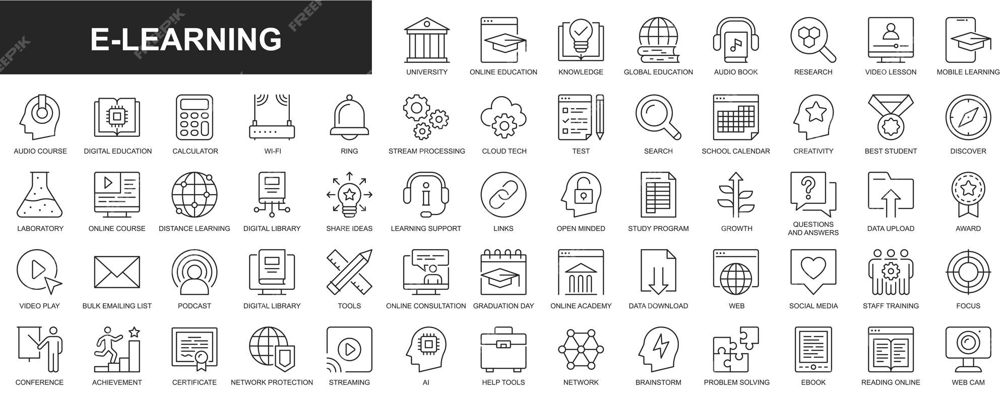 Video stream outline icon vector online education topic with video