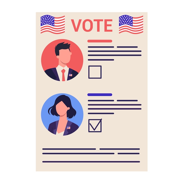 선거 캠페인 개념. 사람들은 후보에게 투표합니다. 미국 대통령 선거 2020.