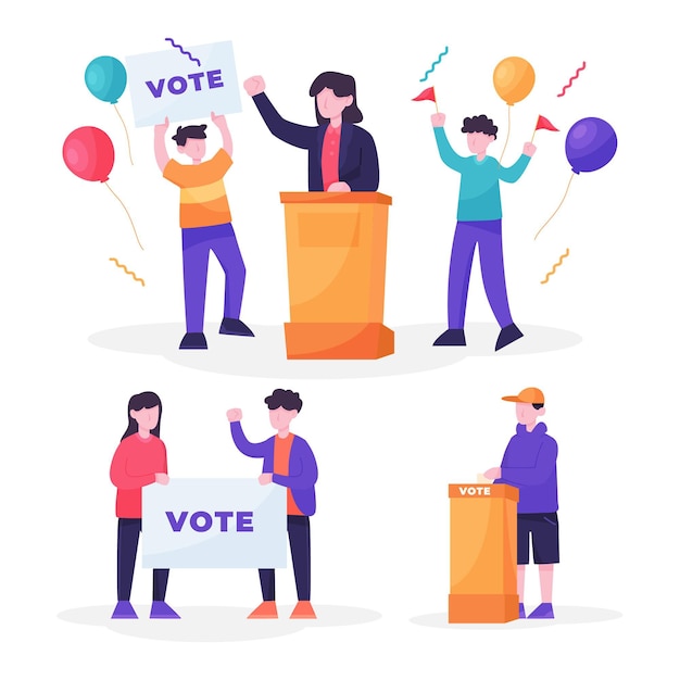 Vector election campaign scenes collection