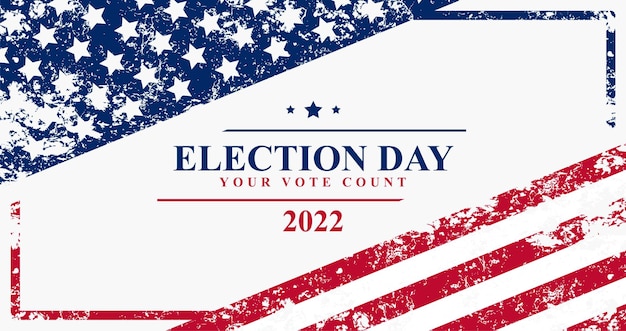 Vector election day background with american flag in grunge texture