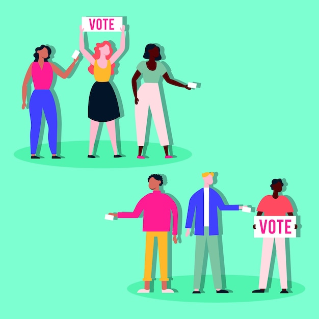 Election day democracy with diversity people and placards