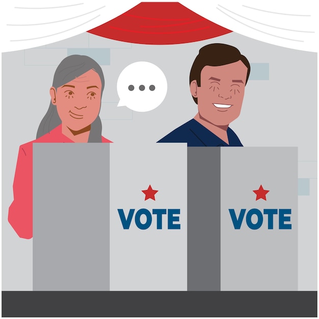 Vector election day vote ballot box in flat illustration