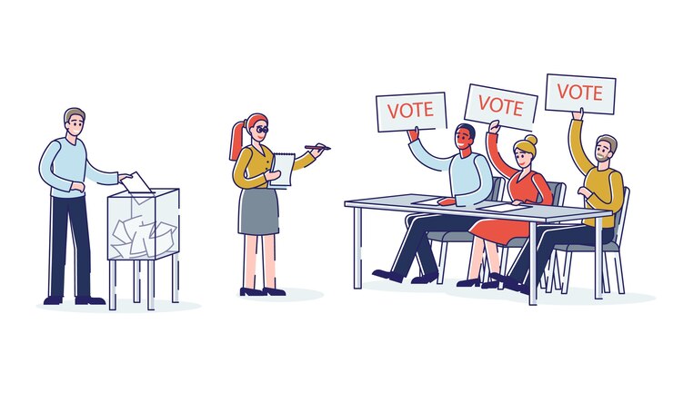 Election and democracy: people voting for candidate during president