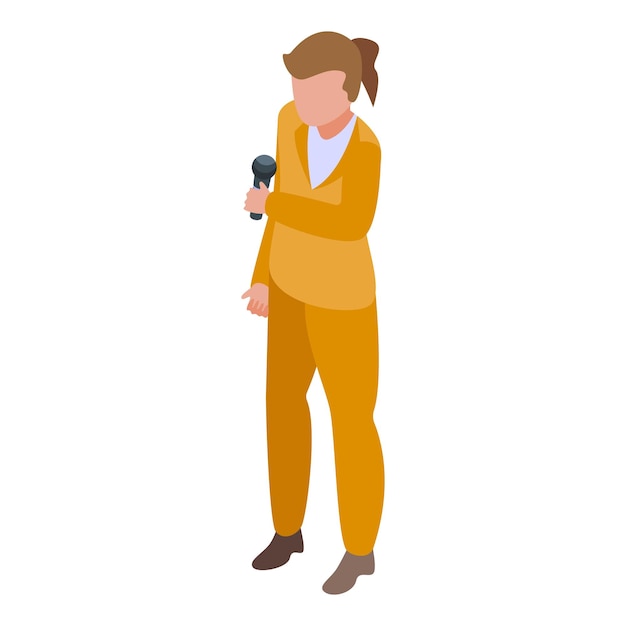 Election reporter icon isometric vector booth people ballot box