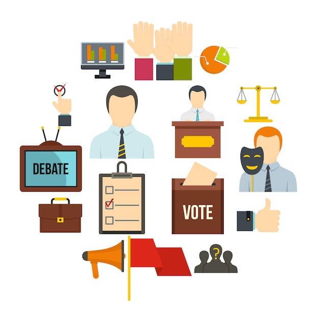 Vector election voting icons set in flat style