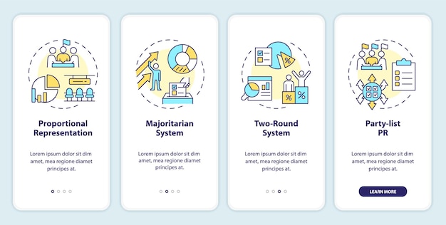 Electoral systems onboarding mobile app screen