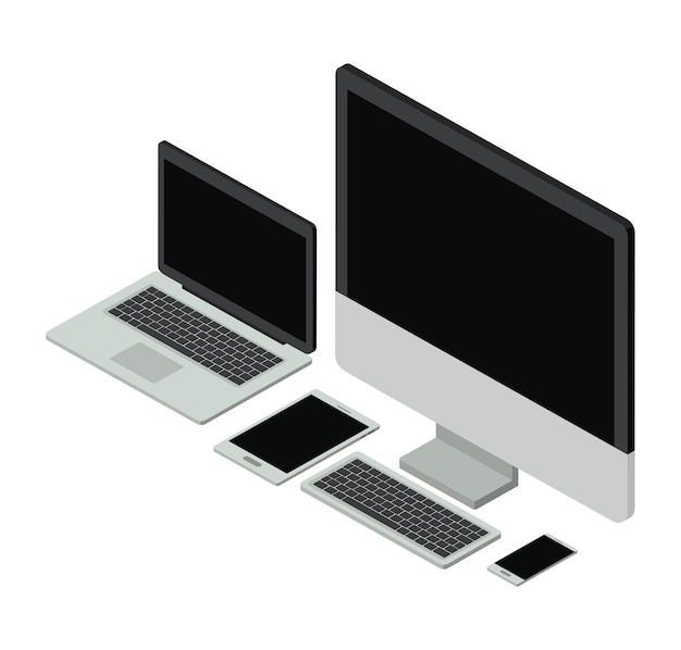 Vector electornics elements isometrics icons