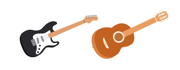 Electric and acoustic guitar cartoon style