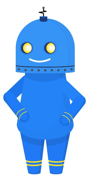 Electric alien character Funny smiling robot mascot