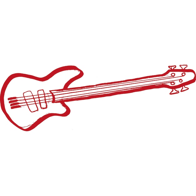 Electric Bass vector freehand illustration